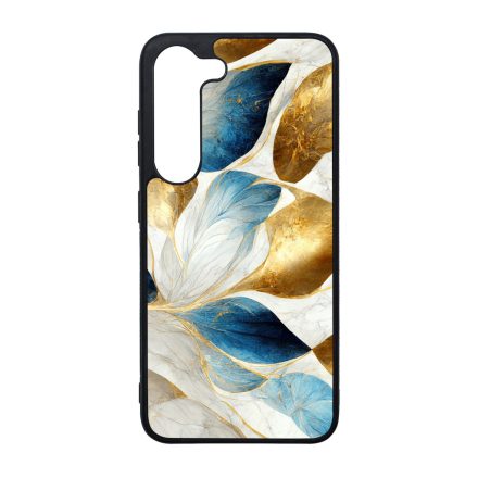 Csodaszép fehér-arany leveles márvány mintás Samsung Galaxy S23 Plus tok