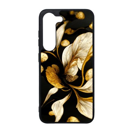 Szépséges fekete-arany virág szatén Art Samsung Galaxy S23 Plus tok