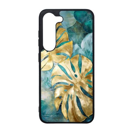 Gyönyörű kék aranyló levelek Art Samsung Galaxy S23 Plus tok