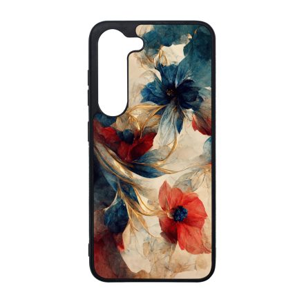 Gyönyörű piros-kék virágos Art Samsung Galaxy S23 Plus tok