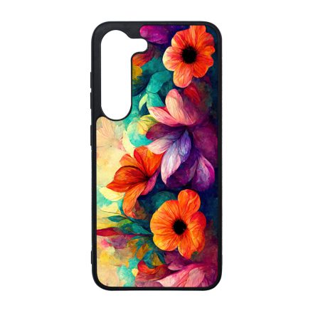 Festett hatású színes virágos Art Samsung Galaxy S23 Plus tok