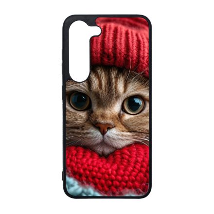 Cuki vörös cica piros sapkában Samsung Galaxy S23 Plus tok