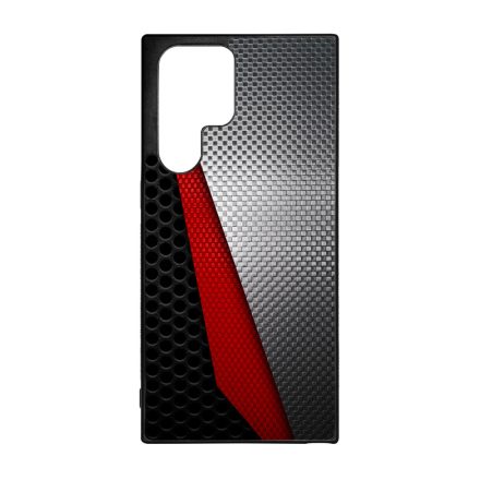 Metál SILVER piros karbon mintás Samsung Galaxy S23 Ultra tok