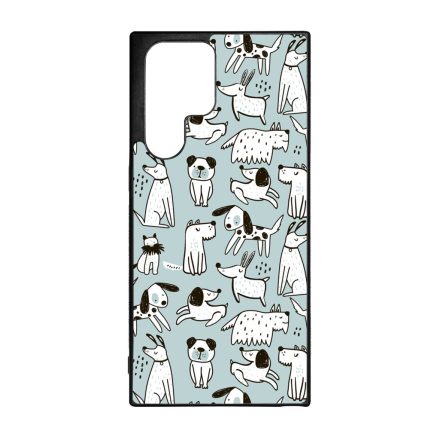 Türkiz aranyos rajzolt kutya mintás Samsung Galaxy S23 Ultra tok
