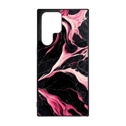 Gyönyörű fekete-pink márvány mintás Samsung Galaxy S23 Ultra tok