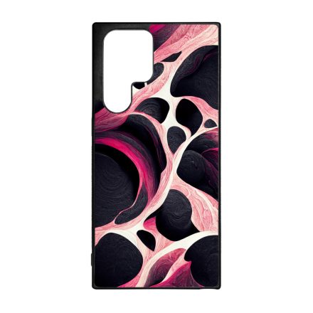 Gyönyörű fekete-fehér és pink márvány mintás Samsung Galaxy S23 Ultra tok