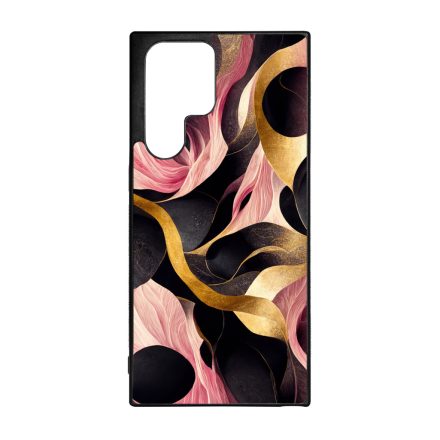 Aranyló fekete-pink márvány mintás Samsung Galaxy S23 Ultra tok