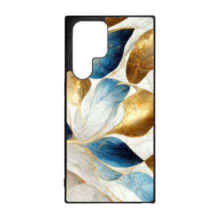 Csodaszép fehér-arany leveles márvány mintás Samsung Galaxy S23 Ultra tok