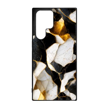Luxury fekete-fehér és arany márvány mintás Samsung Galaxy S23 Ultra tok