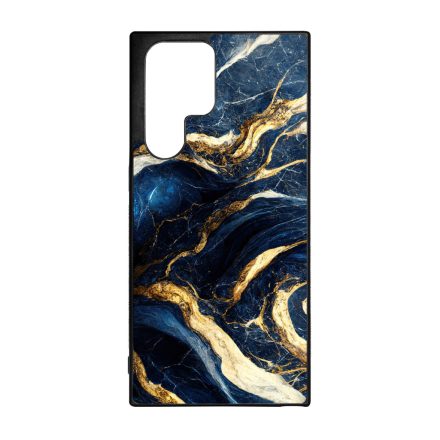 Gyönyörű kék és arany márvány mintás Samsung Galaxy S23 Ultra tok