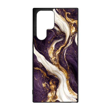 Szépséges lila-fehér és arany márvány mintás  Samsung Galaxy S23 Ultra tok