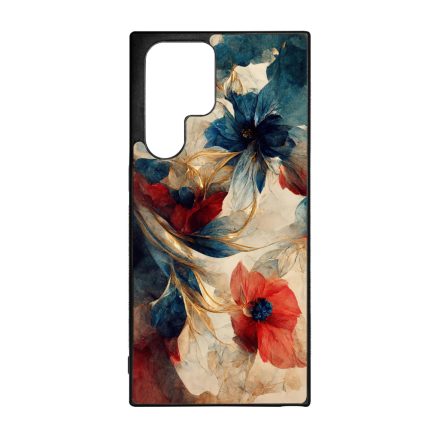 Gyönyörű piros-kék virágos Art Samsung Galaxy S23 Ultra tok