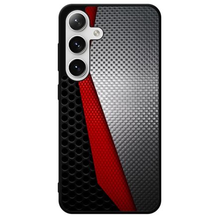 Metál SILVER piros karbon mintás Samsung Galaxy S24 Plus tok