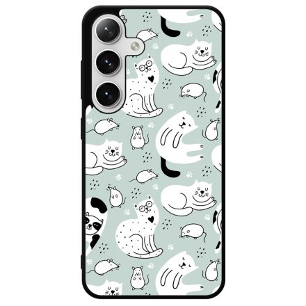 Tündéri macska-egér mintás Samsung Galaxy S24 Plus tok