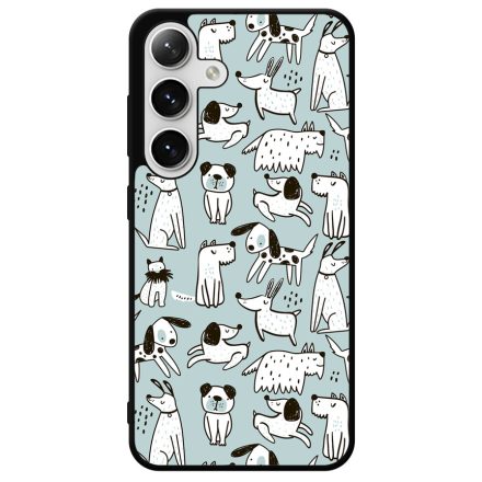 Türkiz aranyos rajzolt kutya mintás Samsung Galaxy S24 Plus tok