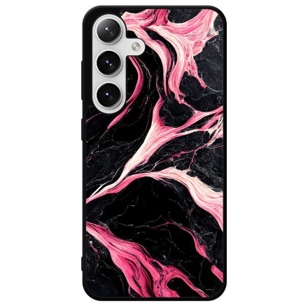 Gyönyörű fekete-pink márvány mintás Samsung Galaxy S24 Plus tok