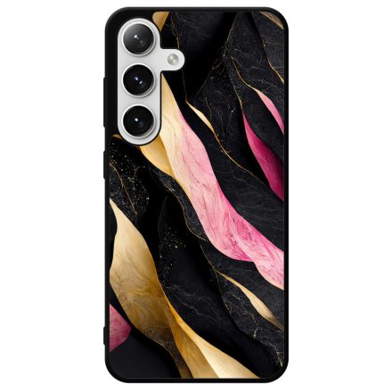 Szépséges fekete-pink és arany márvány mintás Samsung Galaxy S24 Plus tok