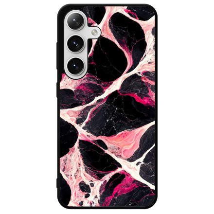 Különleges fekete-fehér és pink márvány mintás Samsung Galaxy S24 Plus tok