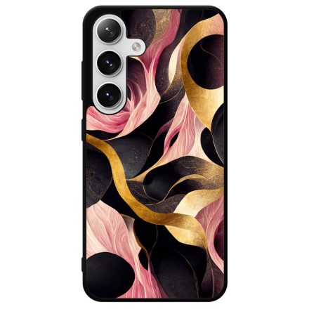 Aranyló fekete-pink márvány mintás Samsung Galaxy S24 Plus tok