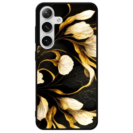 Fekete-arany kála szatén hatású Art Samsung Galaxy S24 Plus tok