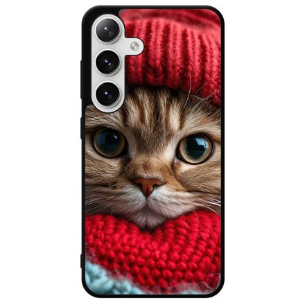 Cuki vörös cica piros sapkában Samsung Galaxy S24 Plus tok