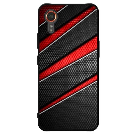 Piros fekete csíkos karbon mintás Samsung Galaxy Xcover 7 tok