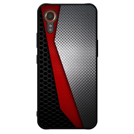 Metál SILVER piros karbon mintás Samsung Galaxy Xcover 7 tok