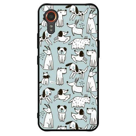Türkiz aranyos rajzolt kutya mintás Samsung Galaxy Xcover 7 tok