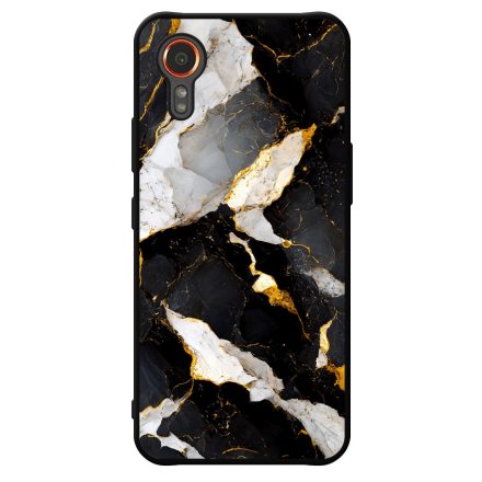 Különleges fekete-fehér és arany márvány mintás Samsung Galaxy Xcover 7 tok