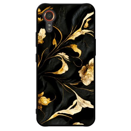 Szatén fekete-arany virág mintás Art Samsung Galaxy Xcover 7 tok