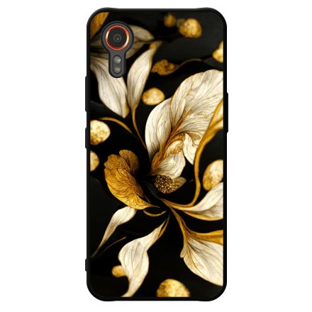 Szépséges fekete-arany virág szatén Art Samsung Galaxy Xcover 7 tok