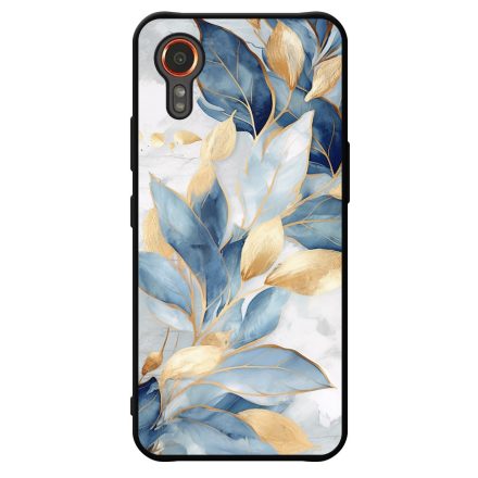 Gyönyörű kék és arany leveles Art Samsung Galaxy Xcover 7 tok