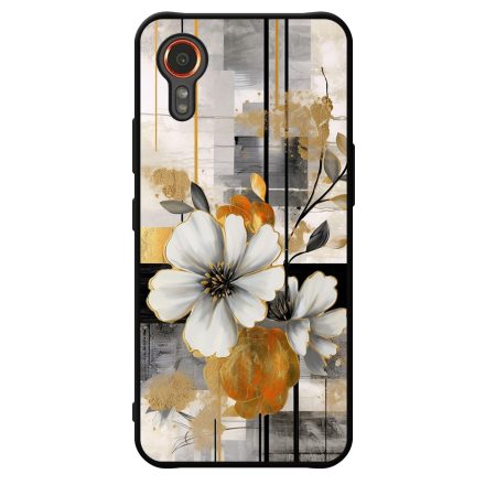 Különleges arany és fehér virágos absztrakt Art Samsung Galaxy Xcover 7 tok