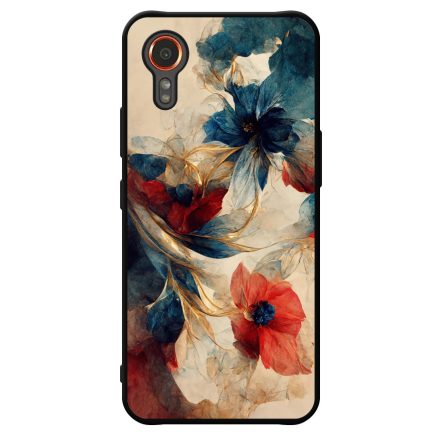 Gyönyörű piros-kék virágos Art Samsung Galaxy Xcover 7 tok