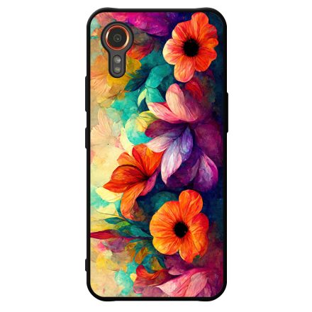 Festett hatású színes virágos Art Samsung Galaxy Xcover 7 tok