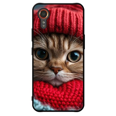 Cuki vörös cica piros sapkában Samsung Galaxy Xcover 7 tok