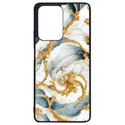 Örvénylő fehér-kék és arany márvány mintás Xiaomi 11T/11T Pro tok