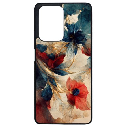 Gyönyörű piros-kék virágos Art Xiaomi 11T/11T Pro tok