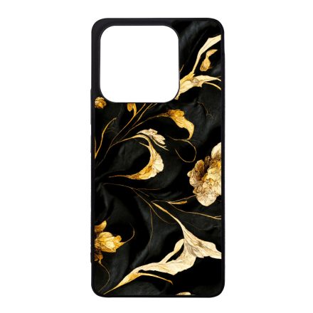 Szatén fekete-arany virág mintás Art Xiaomi szilikon tok