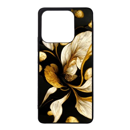Szépséges fekete-arany virág szatén Art Xiaomi szilikon tok
