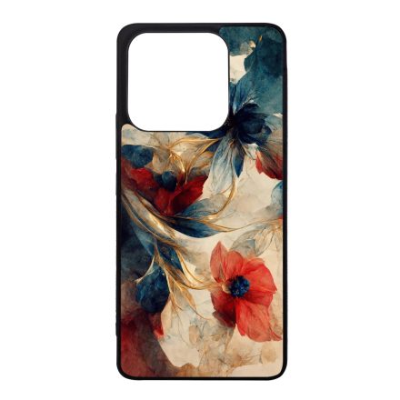 Gyönyörű piros-kék virágos Art Xiaomi szilikon tok