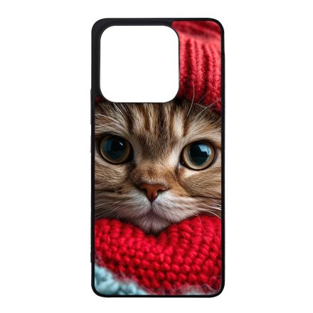 Cuki vörös cica piros sapkában Xiaomi szilikon tok