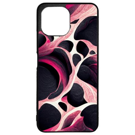 Gyönyörű fekete-fehér és pink márvány mintás Xiaomi Mi 11 Lite tok