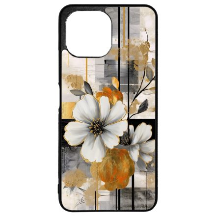 Különleges arany és fehér virágos absztrakt Art Xiaomi Mi 11 Lite tok