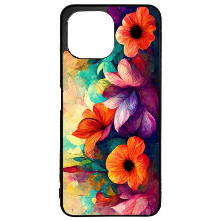 Festett hatású színes virágos Art Xiaomi Mi 11 Lite tok