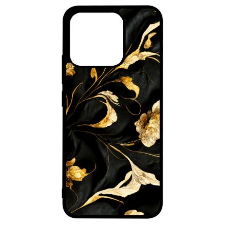 Szatén fekete-arany virág mintás Art Xiaomi Mi 13T / 13T Pro tok
