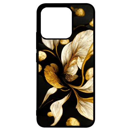 Szépséges fekete-arany virág szatén Art Xiaomi Mi 13T / 13T Pro tok