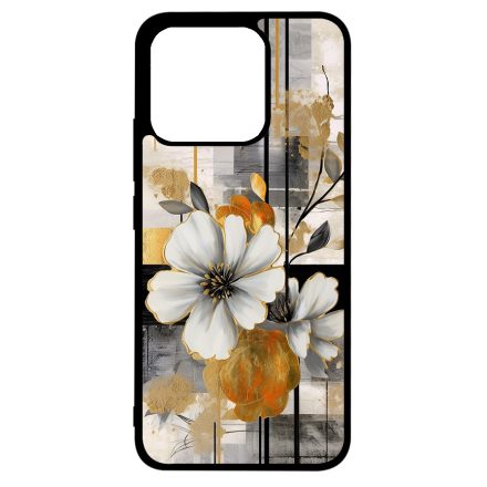 Különleges arany és fehér virágos absztrakt Art Xiaomi Mi 13T / 13T Pro tok