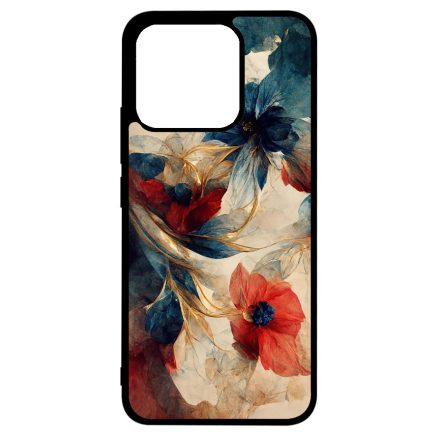 Gyönyörű piros-kék virágos Art Xiaomi Mi 13T / 13T Pro tok