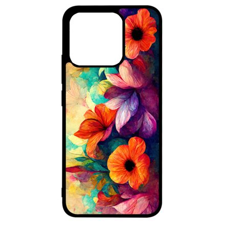 Festett hatású színes virágos Art Xiaomi Mi 13T / 13T Pro tok